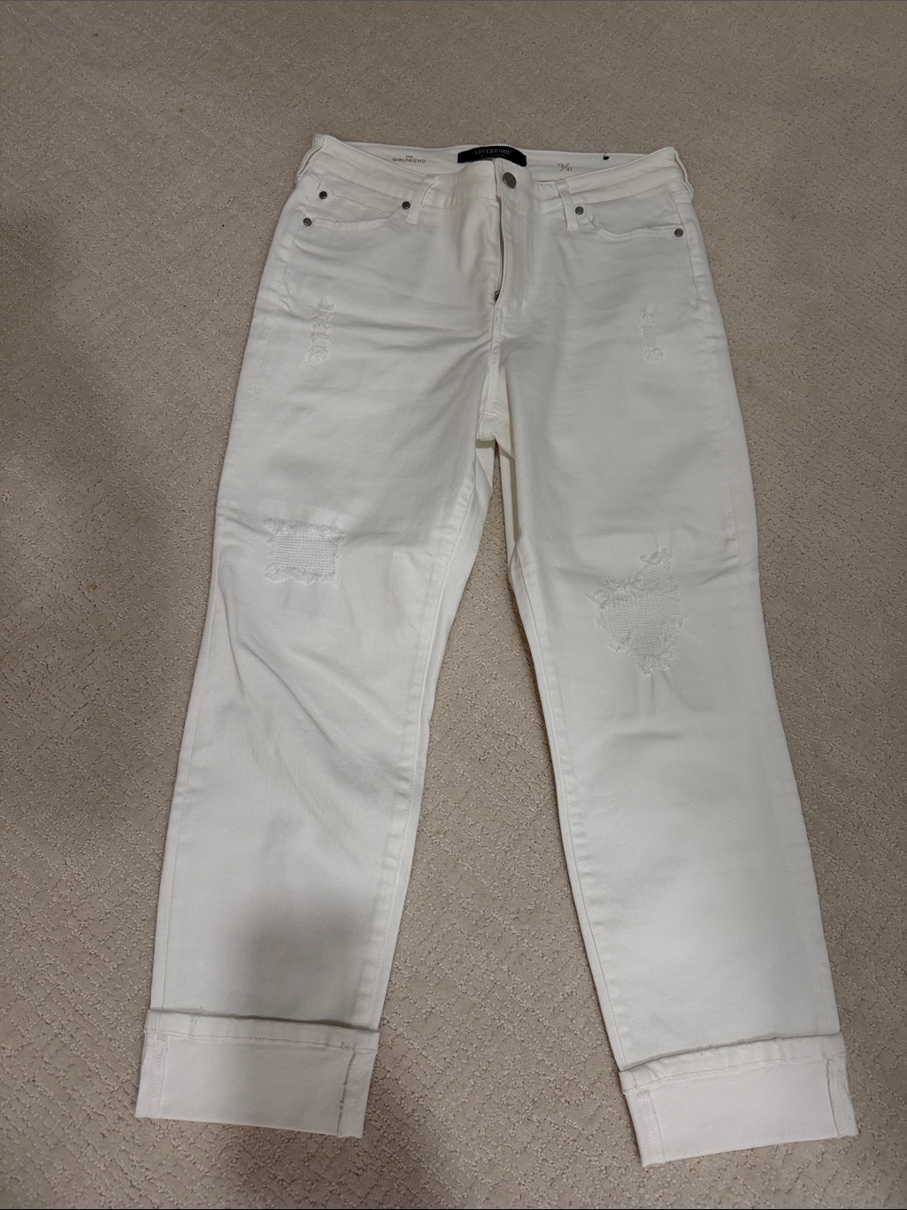 Liverpool White Distressed Cuffed Jeans